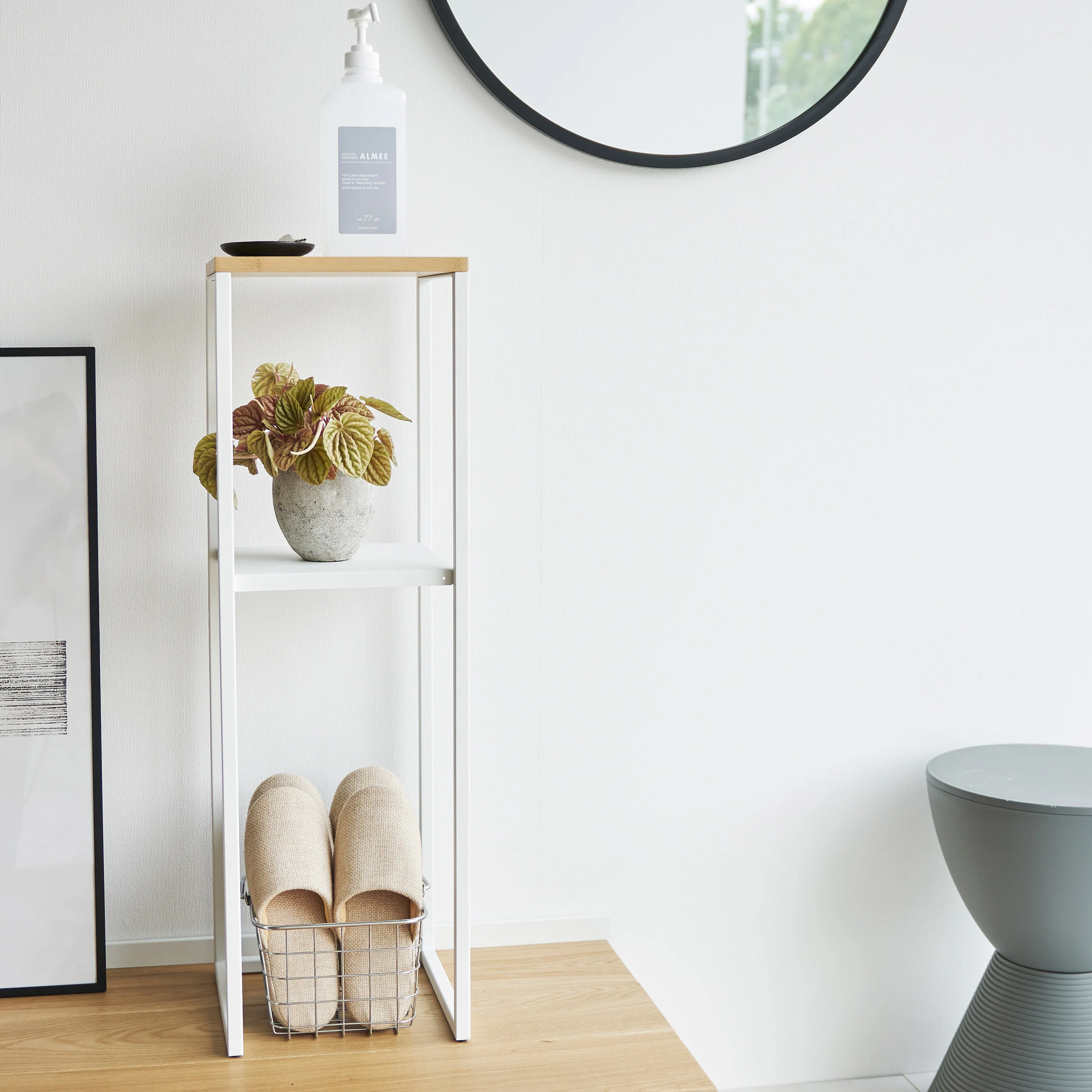2 Tier Slimline Storage Unit with Wooden Top - Image 8