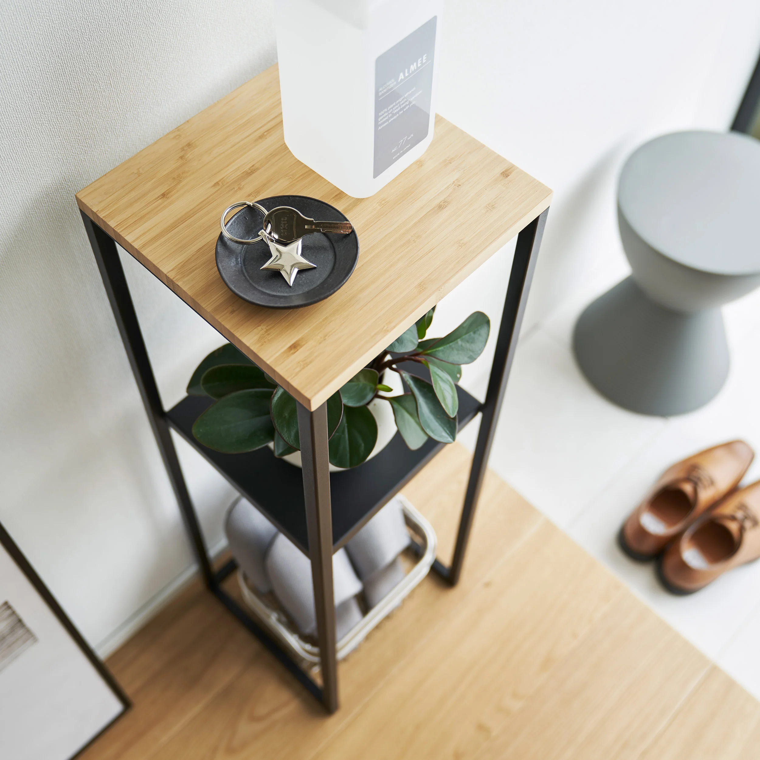 2 Tier Slimline Storage Unit with Wooden Top - Image 9