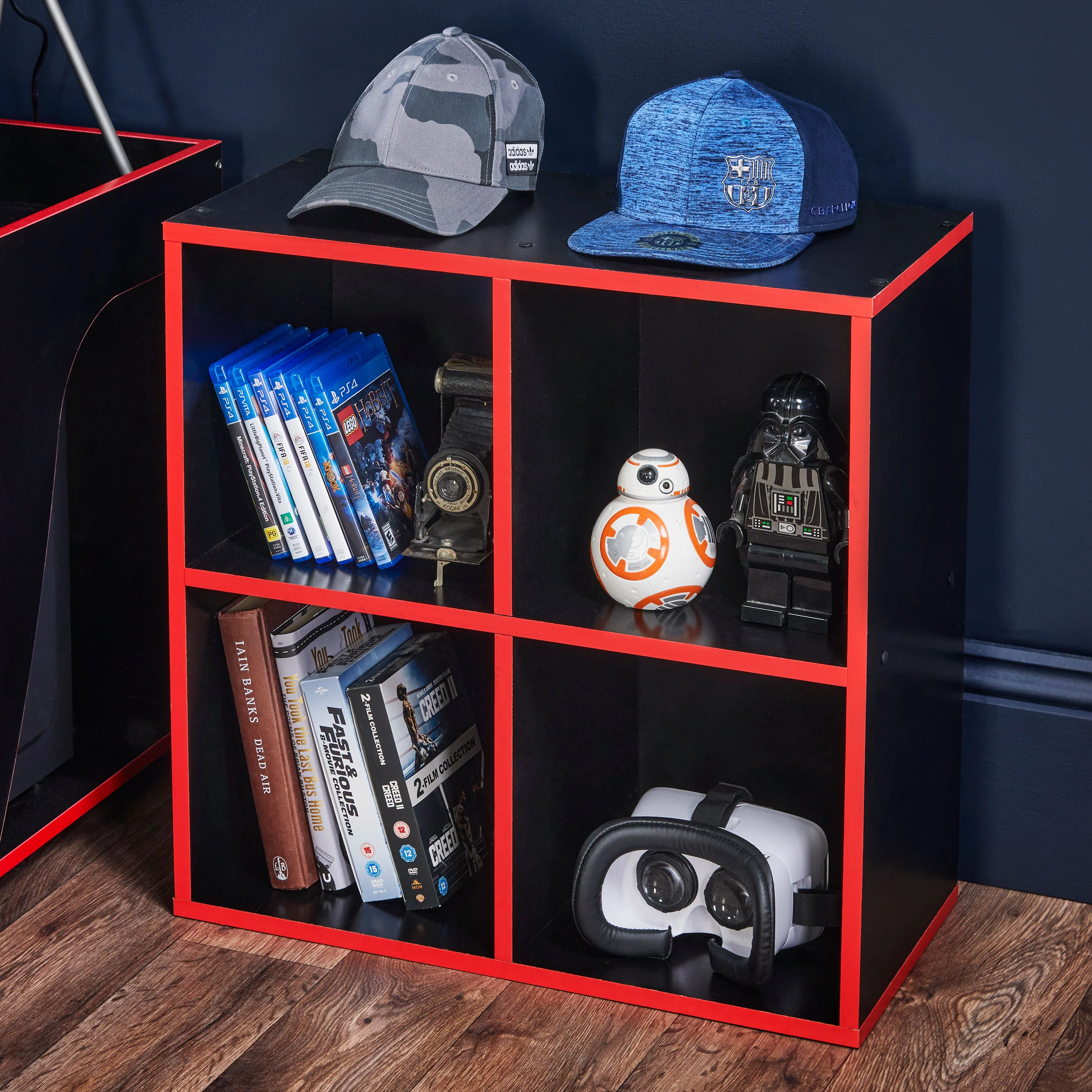 4 Cube Storage Unit Black And Red - Image 2