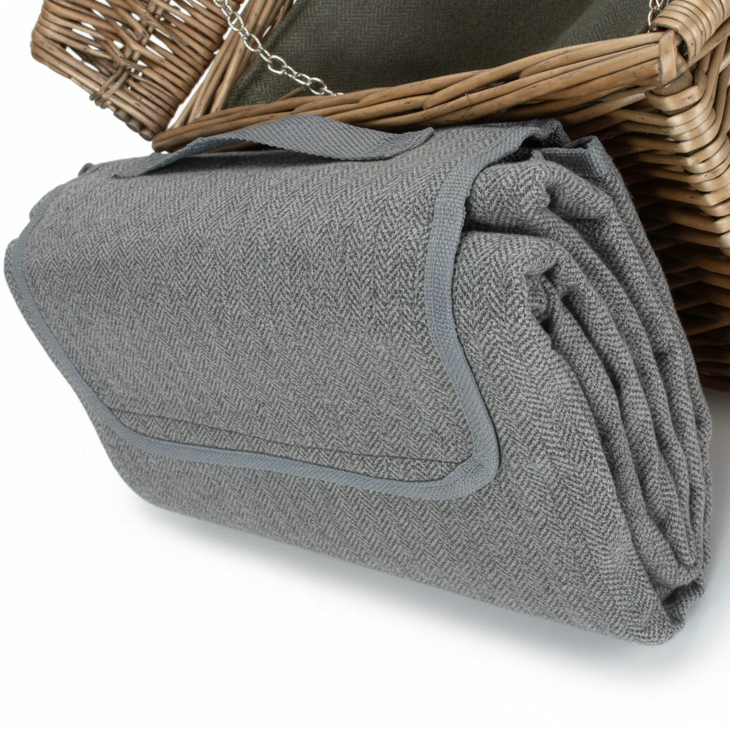 4 Person Picnic Hamper Green Tweed - Image 8
