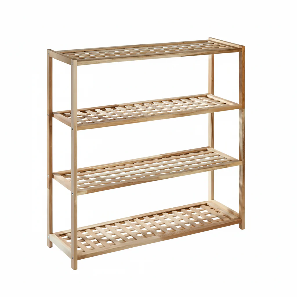 4 Tier Walnut Wooden Shoe Rack - Image 3