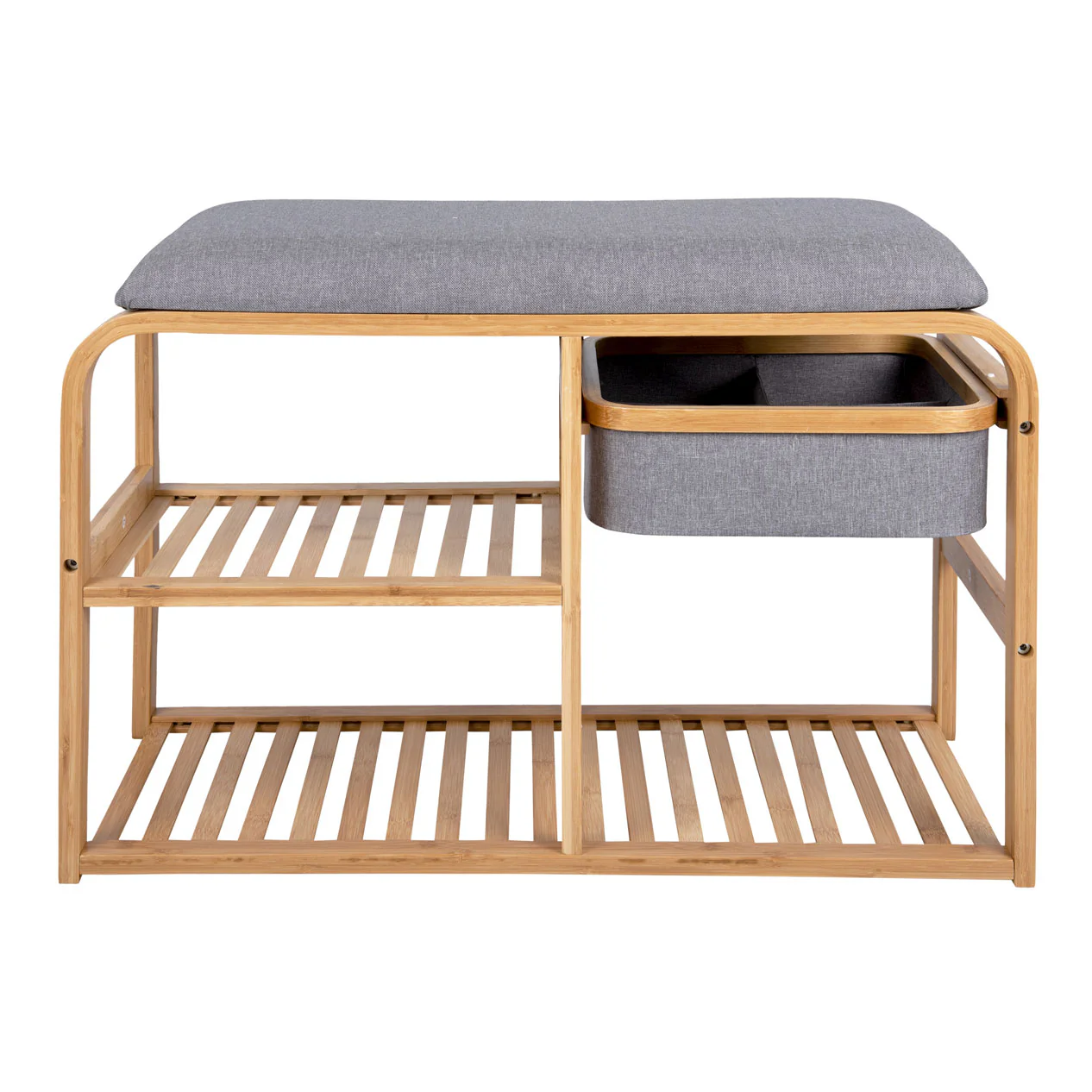 Bamboo Bench With Shelves And Drawer - Image 5