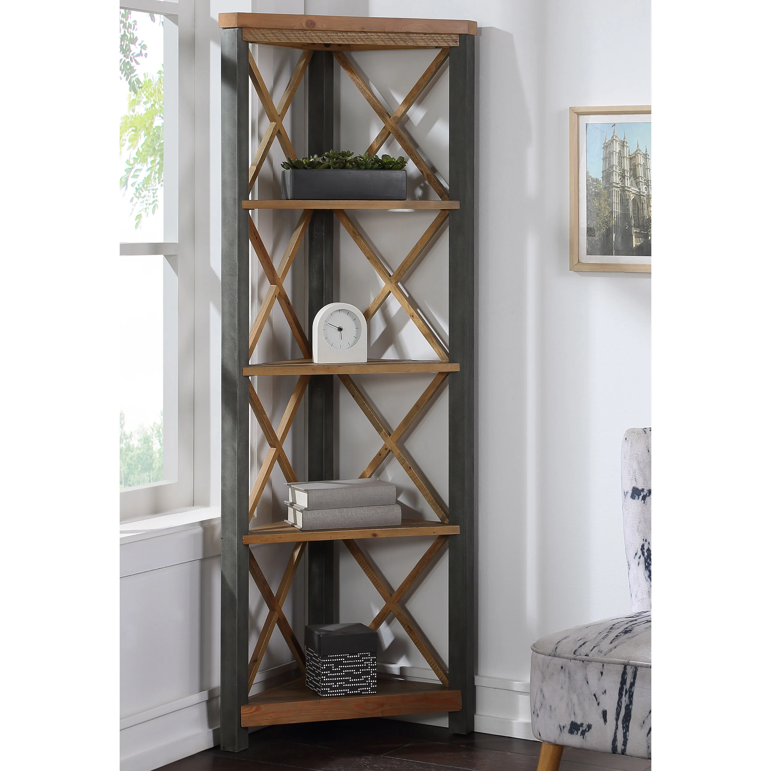 Corner Bookcase Large Urban Elegance - Image 2
