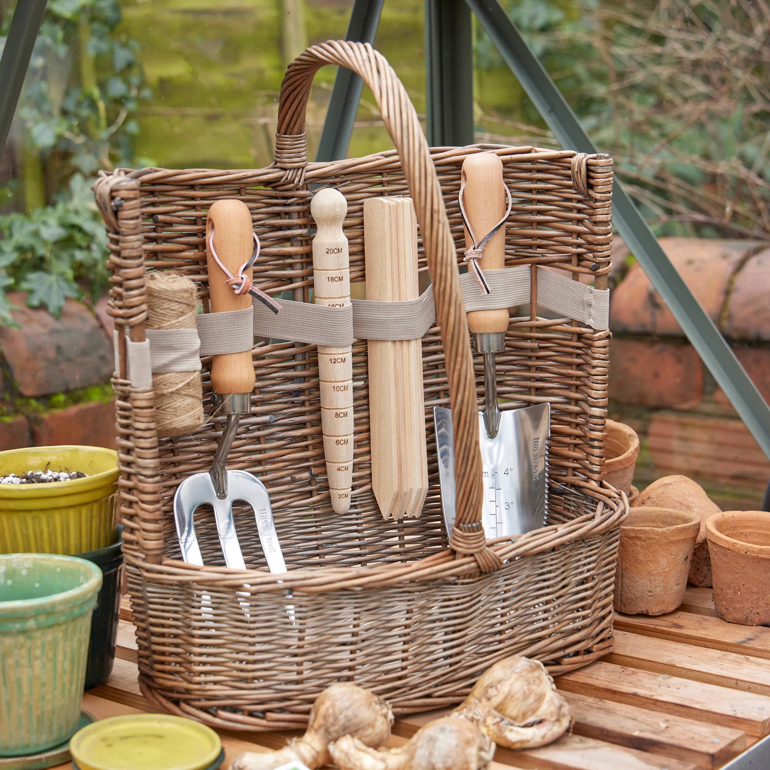 Deluxe Garden Tool Basket Antique Wash - Image 2