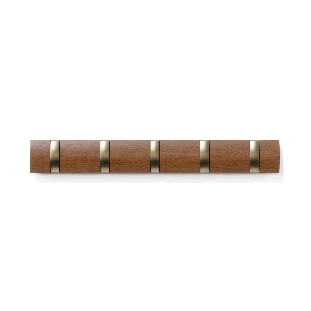 Flip 5 Coat Hook Walnut & Warm Gold - Image 5
