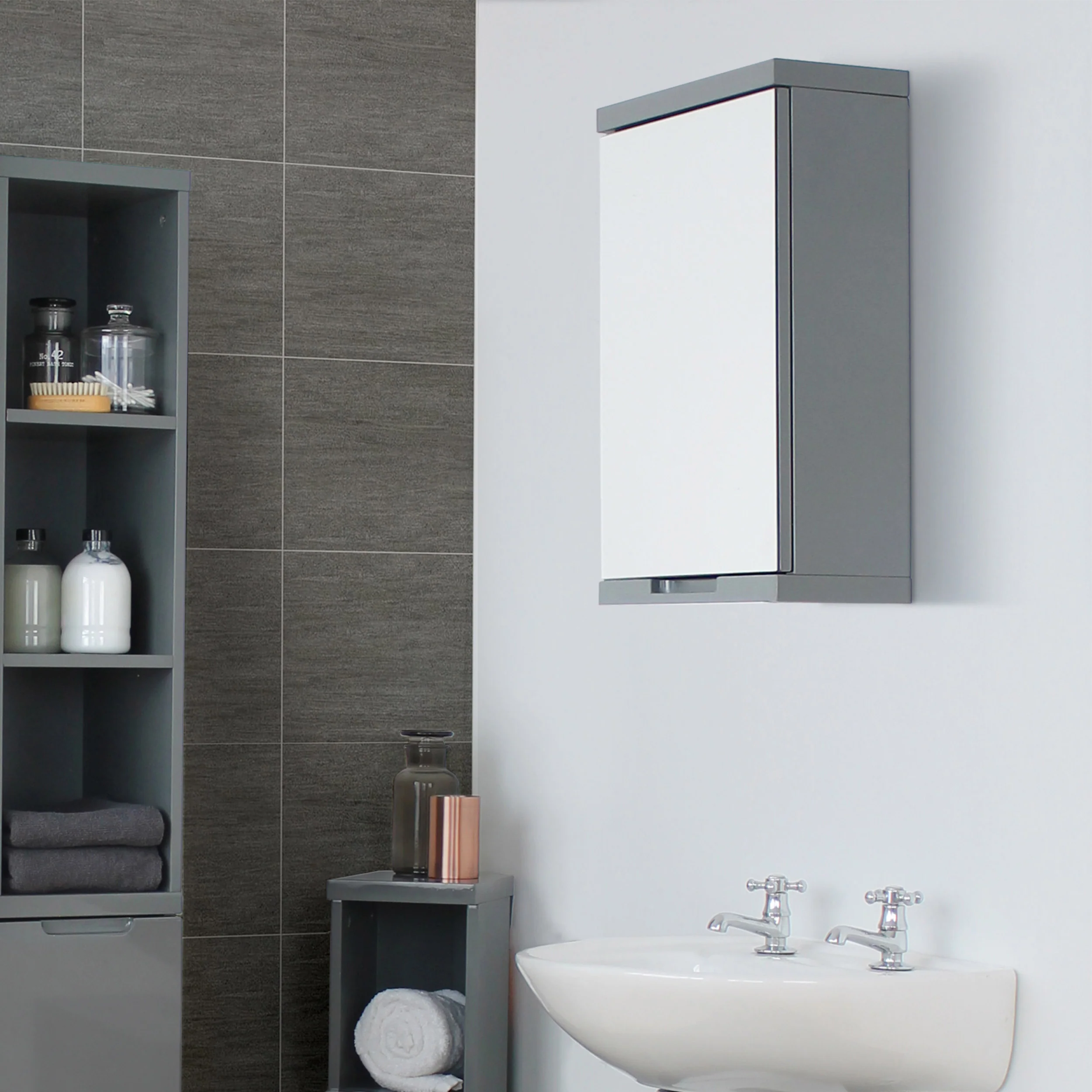 High Gloss Bathroom Mirror Cabinet - Image 5