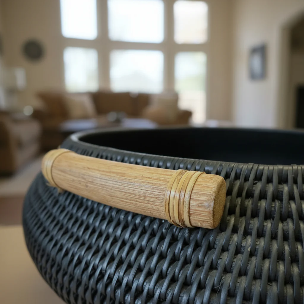 Large Decorative Weave Basket with Handles - Image 3