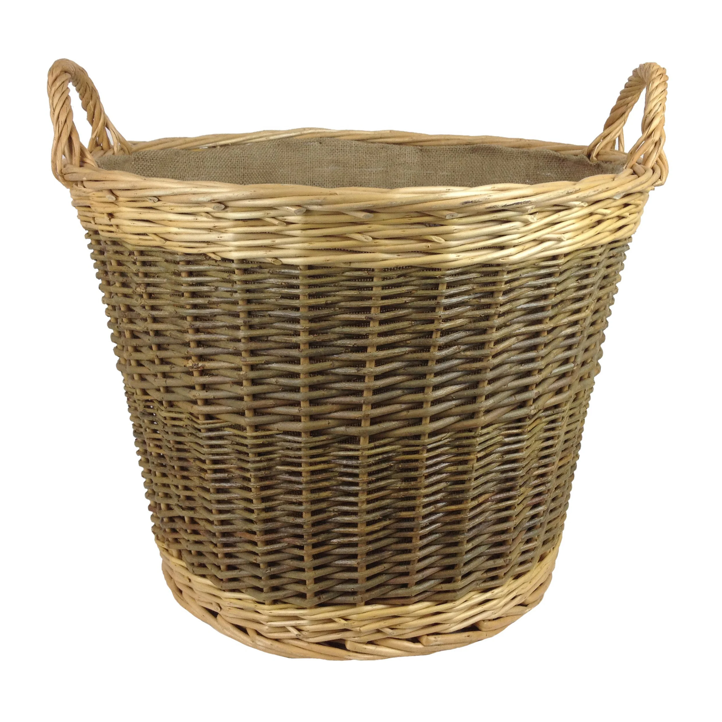 Large Willow Log Basket With Hessian Lining - Image 2