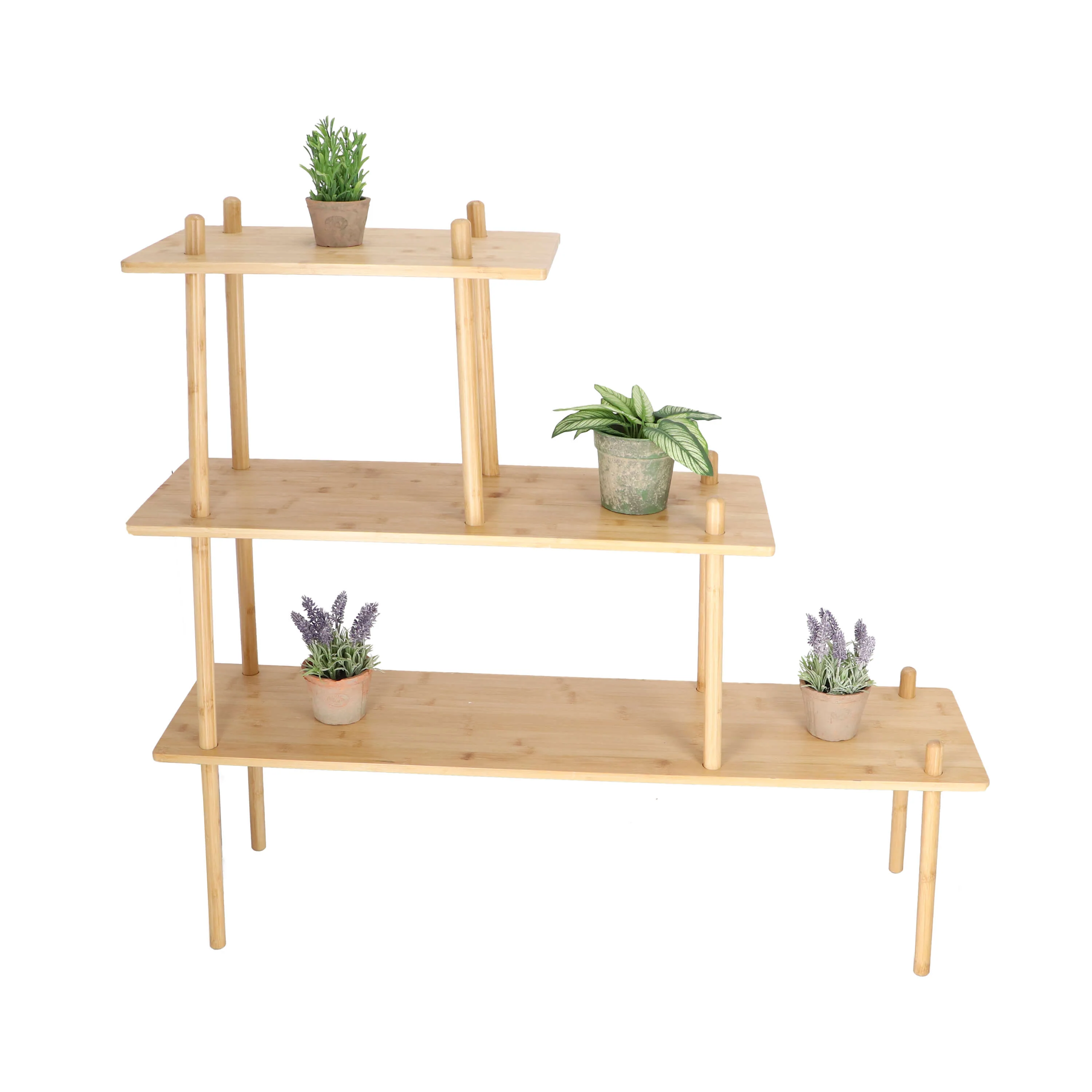 Natural Bamboo Shelving Unit – 3-Tier Display Rack - Image 4