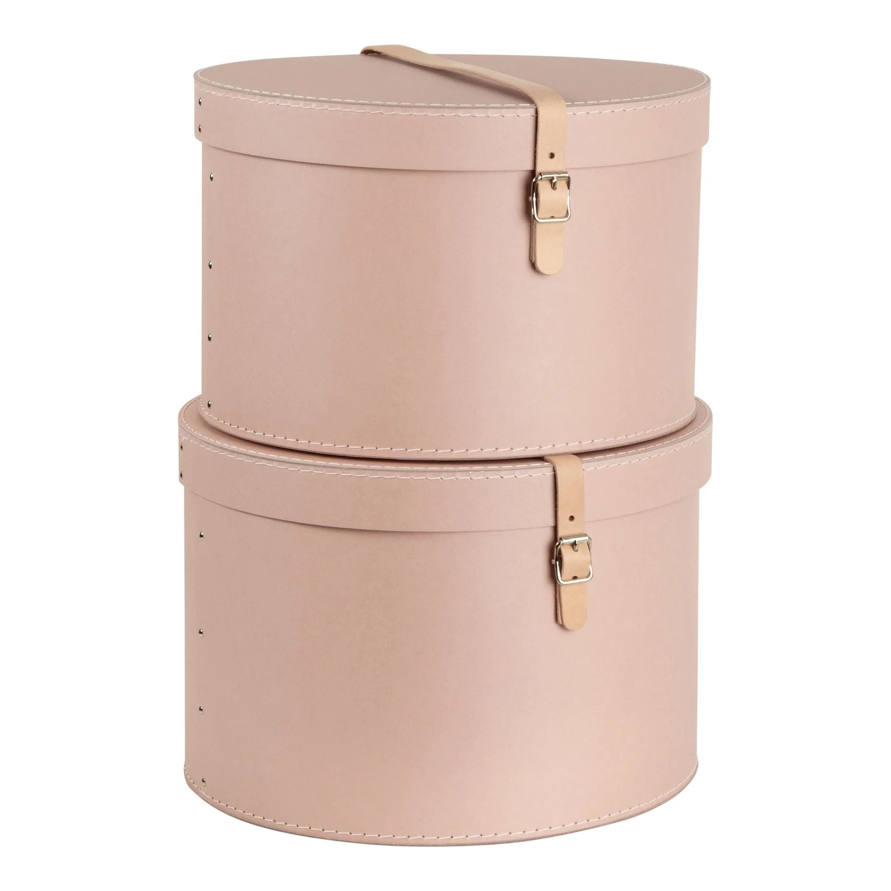 Set Of 2 Hat Boxes With Leather Strap - Rut - Image 4