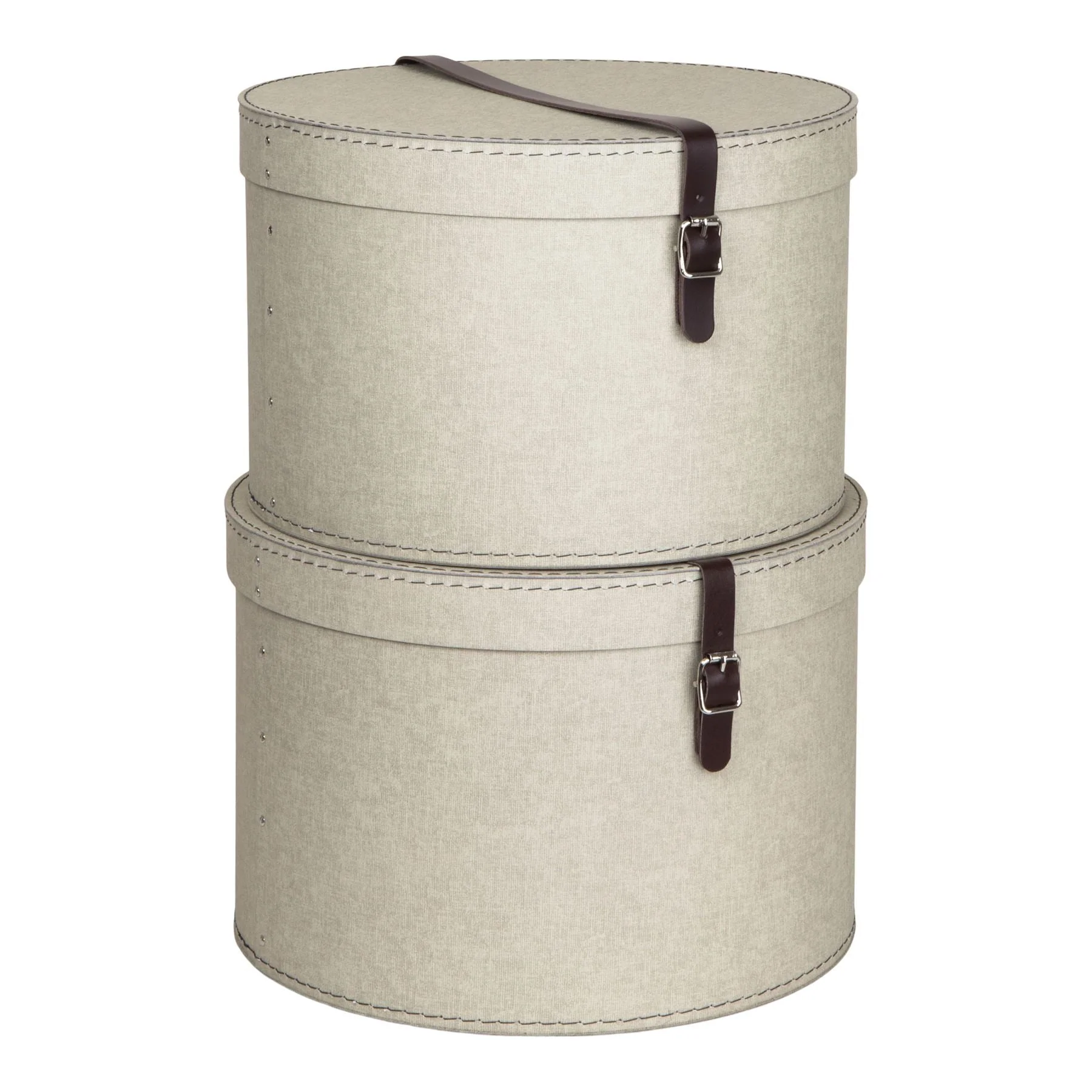 Set Of 2 Hat Boxes With Leather Strap - Rut - Image 5