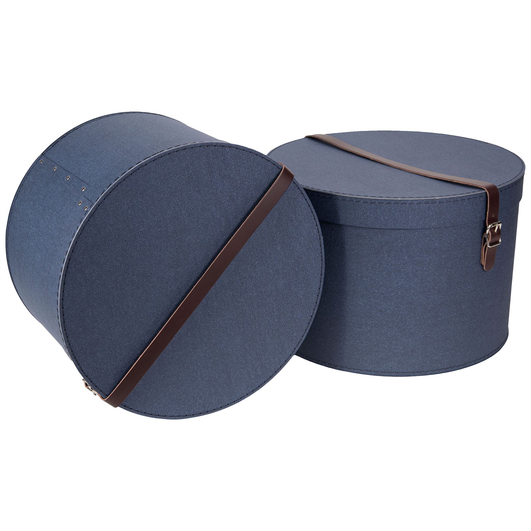 Set Of 2 Hat Boxes With Leather Strap - Rut - Image 7