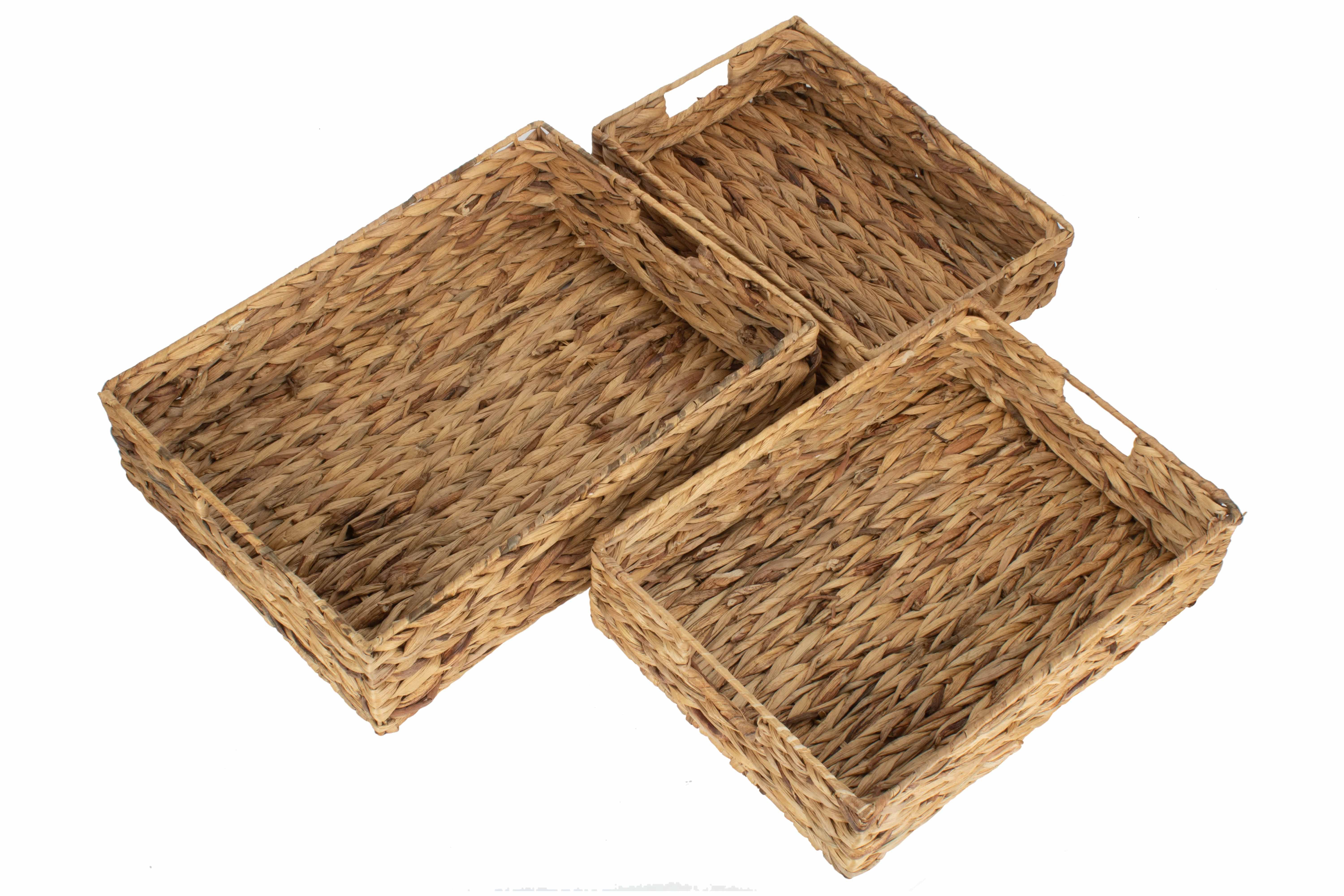 Set of 3 Shallow Water Hyacinth Storage Baskets - Image 8