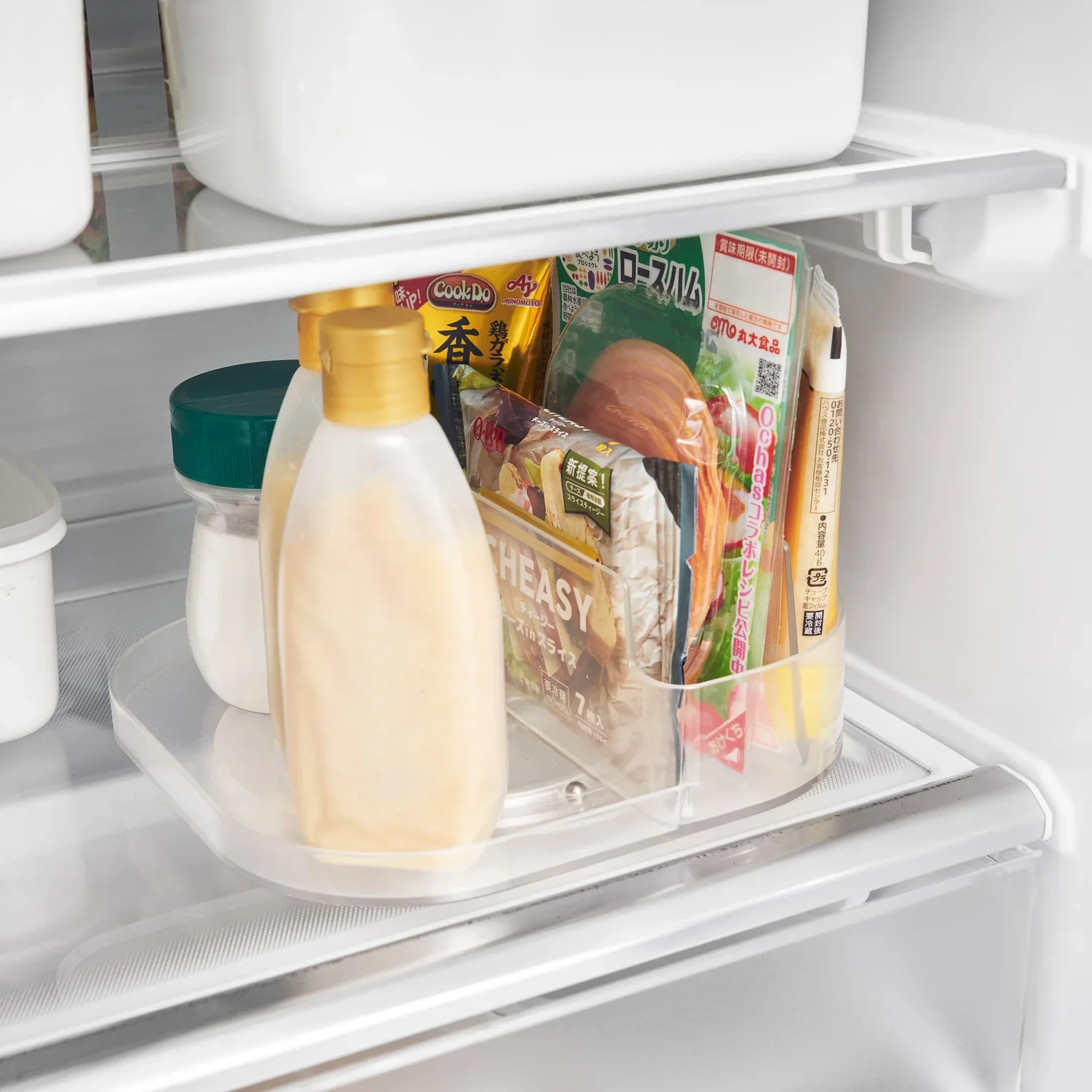 Slim Rotating Fridge Storage Tray with Compartments - Image 6