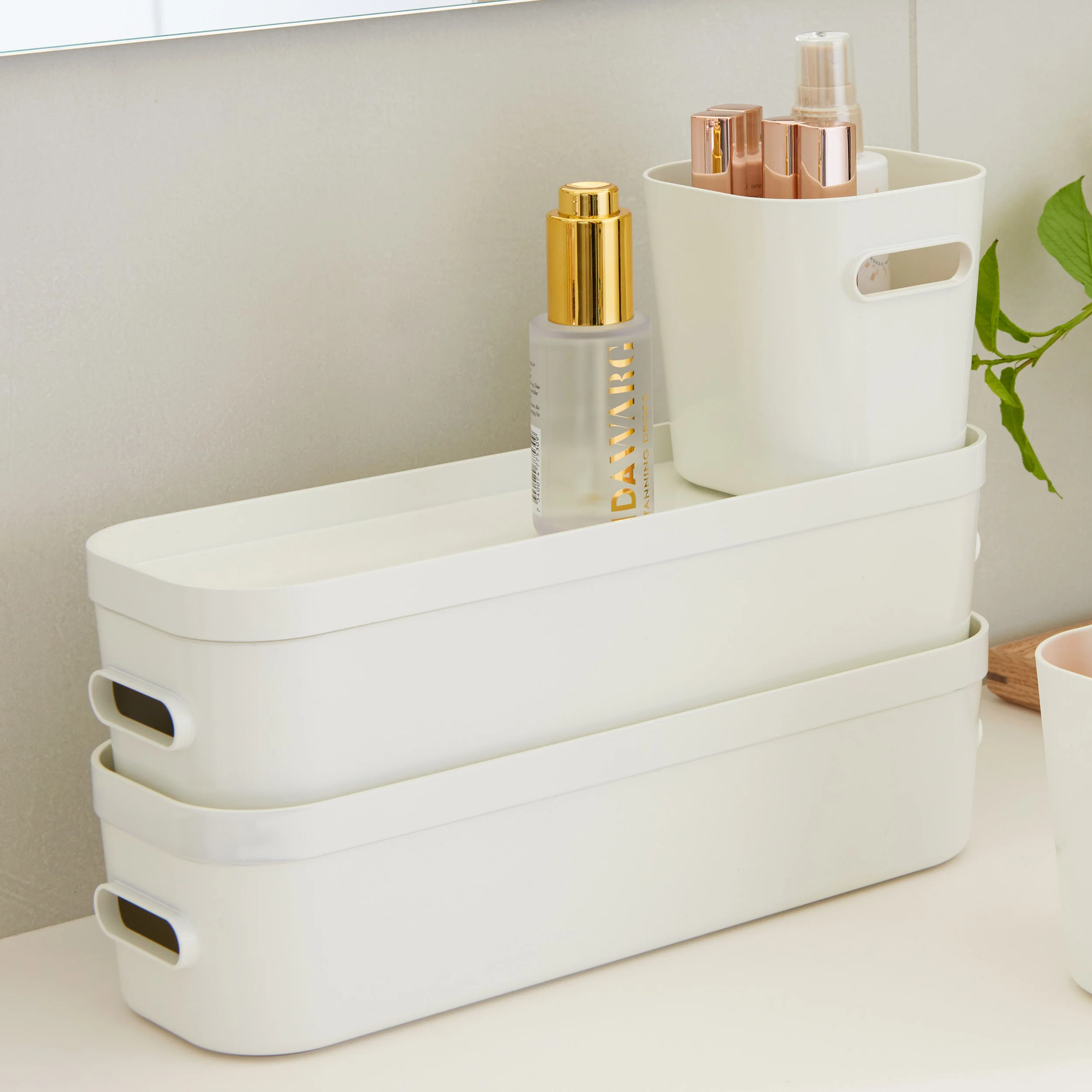 Slim Stacking Lidded Storage Box White - Image 5