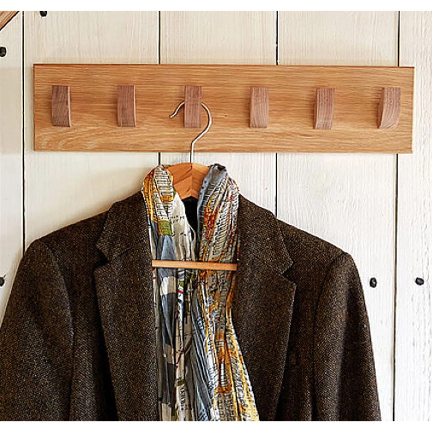 Solid Oak 6 Hook Coat Rack - Image 2