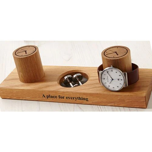 Solid Oak Watch Stand & Cufflink Tray - Image 2