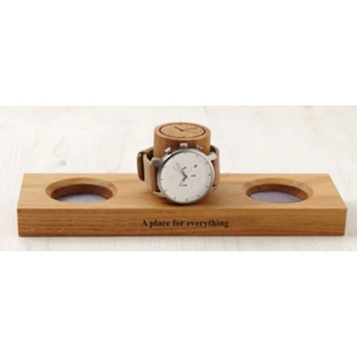 Solid Oak Watch Stand & Cufflink Tray - Image 3