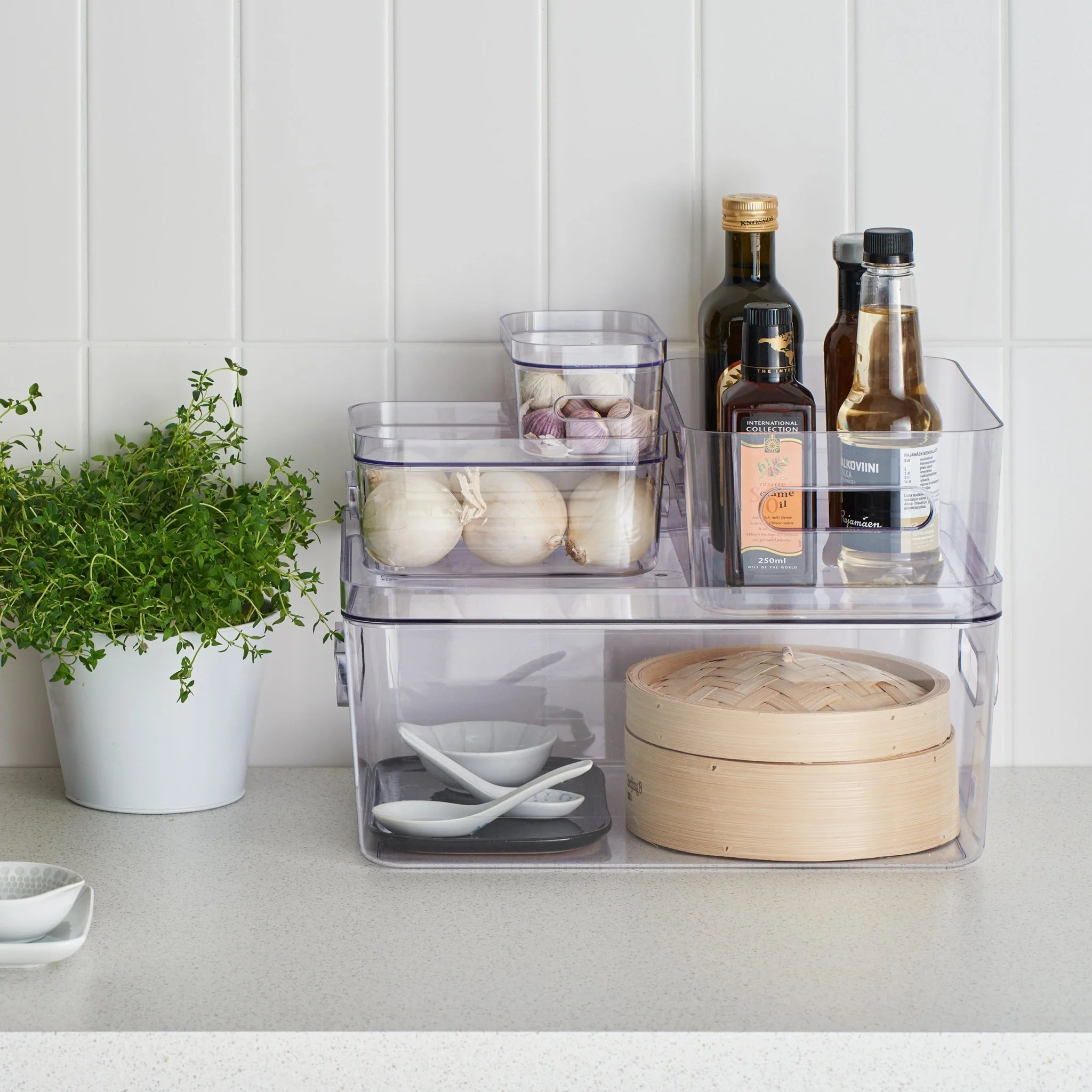 Medium Clear Stacking Lidded Fridge Storage Box - Image 5