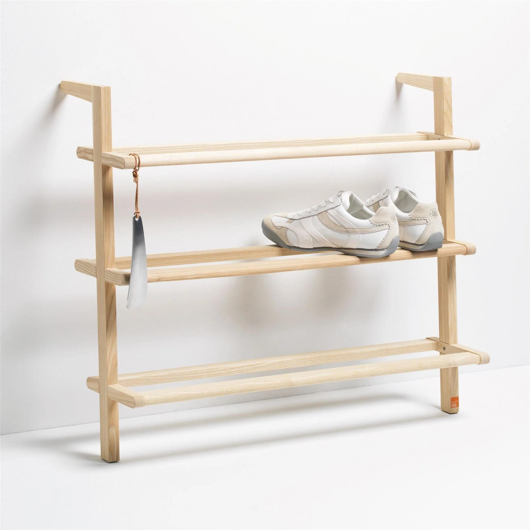 Wooden Ladder Shoe Rack - Wide